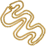 Victorian Gold-Filled Fancy Link Double-Strand Chain with Pearl Slide 63"