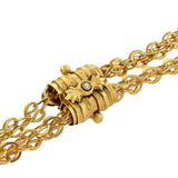Victorian Gold-Filled Fancy Link Double-Strand Chain with Pearl Slide 63"