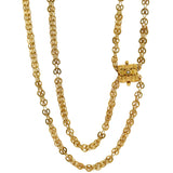 Victorian Gold-Filled Fancy Link Double-Strand Chain with Pearl Slide 63"