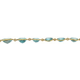 Art Deco 14kt Natural Blue Zircon Link Necklace 115.00ctw