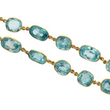 Art Deco 14kt Natural Blue Zircon Link Necklace 115.00ctw