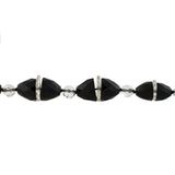 Art Deco Onyx + Rock Quartz Crystal Necklace 33"