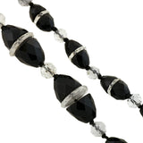 Art Deco Onyx + Rock Quartz Crystal Necklace 33"