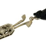 Art Deco Onyx + Rock Quartz Crystal Necklace 33"
