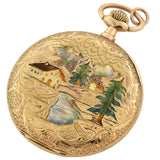 LOUIS AUDEMARS & CIE Rare Victorian 14kt Hunter Case Enamel Pocket Watch - Made for Germany