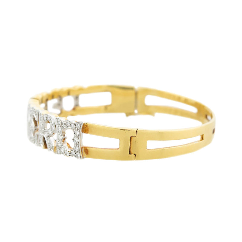 Estate 18k Gold & Diamond "Te Quiero" Bangle Bracelet
