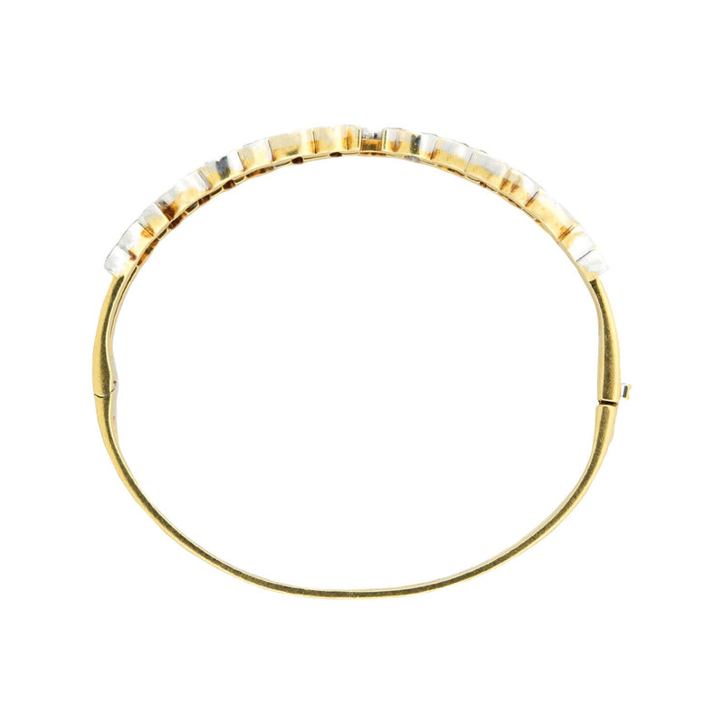 Estate 18k Gold & Diamond "Te Quiero" Bangle Bracelet
