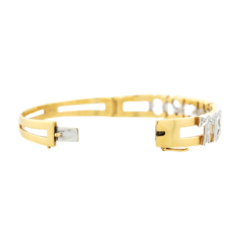 Estate 18k Gold & Diamond "Te Quiero" Bangle Bracelet