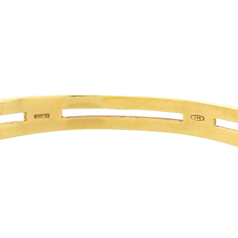Estate 18k Gold & Diamond "Te Quiero" Bangle Bracelet
