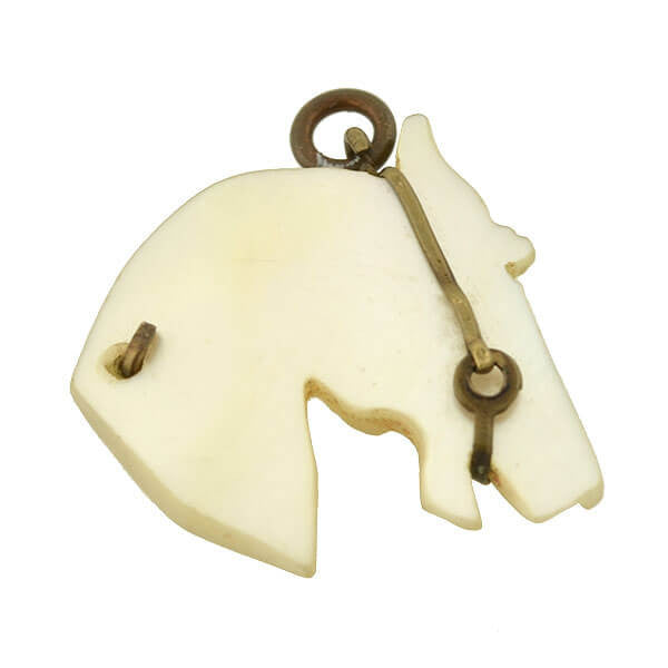 Victorian Gold-Filled Carved Mother of Pearl Horse Head Pendant