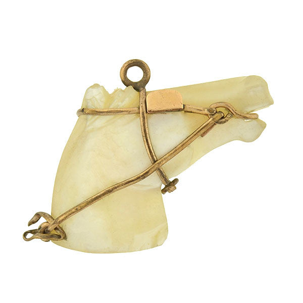 Victorian Gold-Filled Mother of Pearl Horse Fob/Pendant