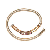 Retro 14k Gold Diamond + Ruby Gooseneck Chain Necklace