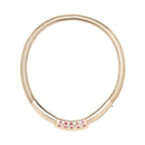 Retro 14k Gold Diamond + Ruby Gooseneck Chain Necklace