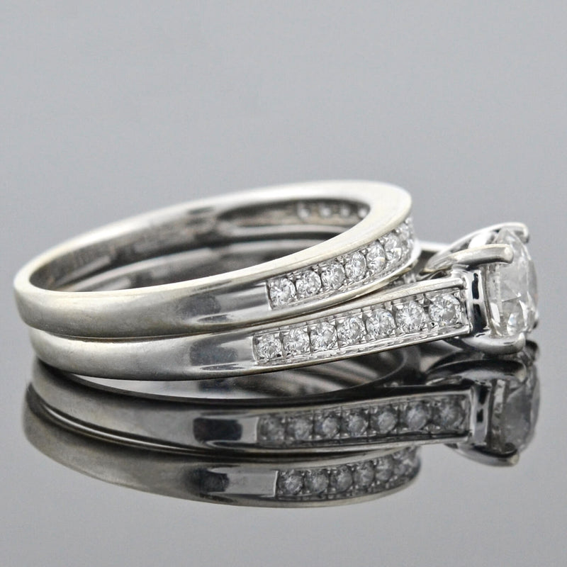Estate 18kt Diamond Engagement Ring + Band Set 1.02ct center