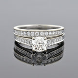 Estate 18kt Diamond Engagement Ring + Band Set 1.02ct center