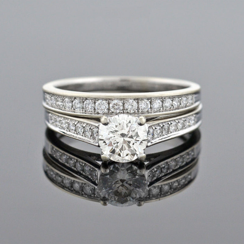 Estate 18kt Diamond Engagement Ring + Band Set 1.02ct center