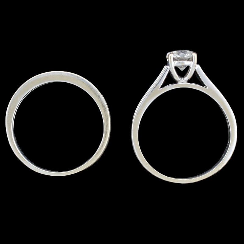 Estate 18kt Diamond Engagement Ring + Band Set 1.02ct center