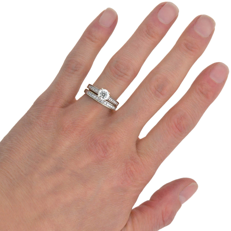 Estate 18kt Diamond Engagement Ring + Band Set 1.02ct center