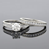 Estate 18kt Diamond Engagement Ring + Band Set 1.02ct center