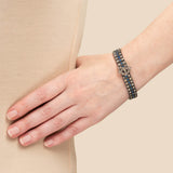 Art Deco Sterling White + Blue Paste Crystal Belt Buckle Motif Line Bracelet