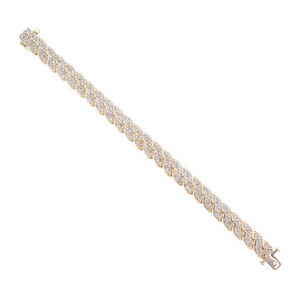 Estate 14k Yellow Gold Pavé Diamond Link Bracelet 5.0ctw