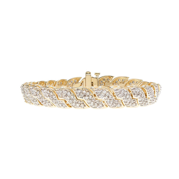 Estate 14k Yellow Gold Pavé Diamond Link Bracelet 5.0ctw