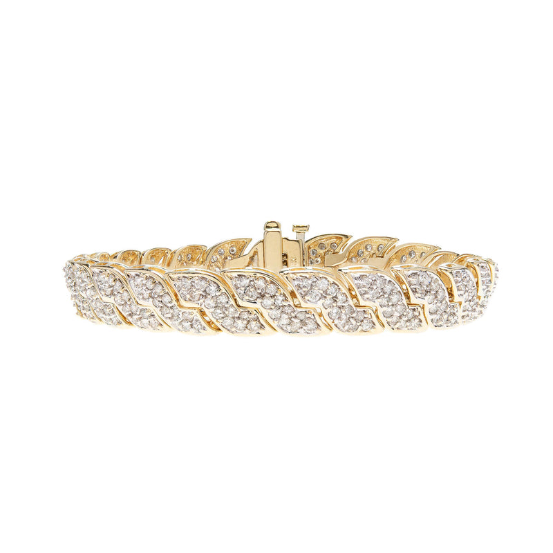 Estate 14k Yellow Gold Pavé Diamond Link Bracelet 5.0ctw