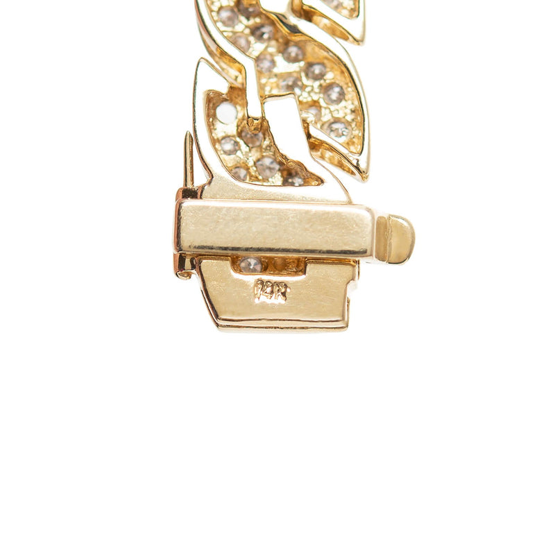 Estate 14k Yellow Gold Pavé Diamond Link Bracelet 5.0ctw