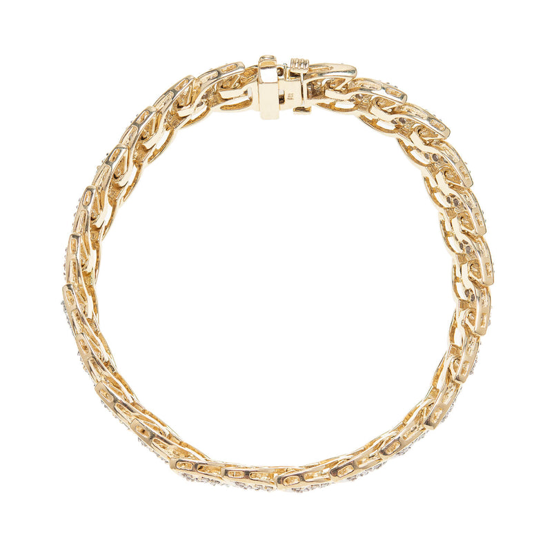 Estate 14k Yellow Gold Pavé Diamond Link Bracelet 5.0ctw