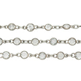 Art Deco Sterling & Rock Quartz Crystal Chain Necklace 32.5"
