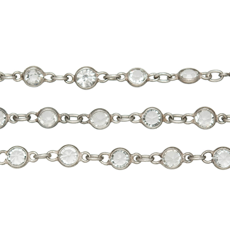 Art Deco Sterling & Rock Quartz Crystal Chain Necklace 32.5"