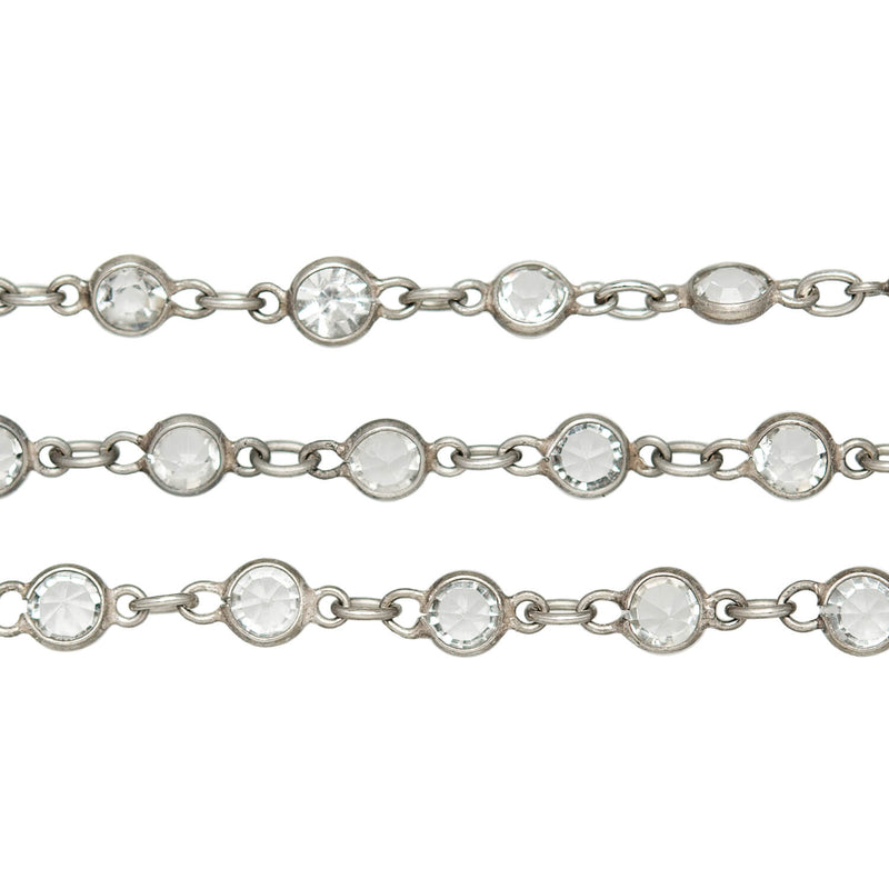 Art Deco Sterling & Rock Quartz Crystal Chain Necklace 32.5"