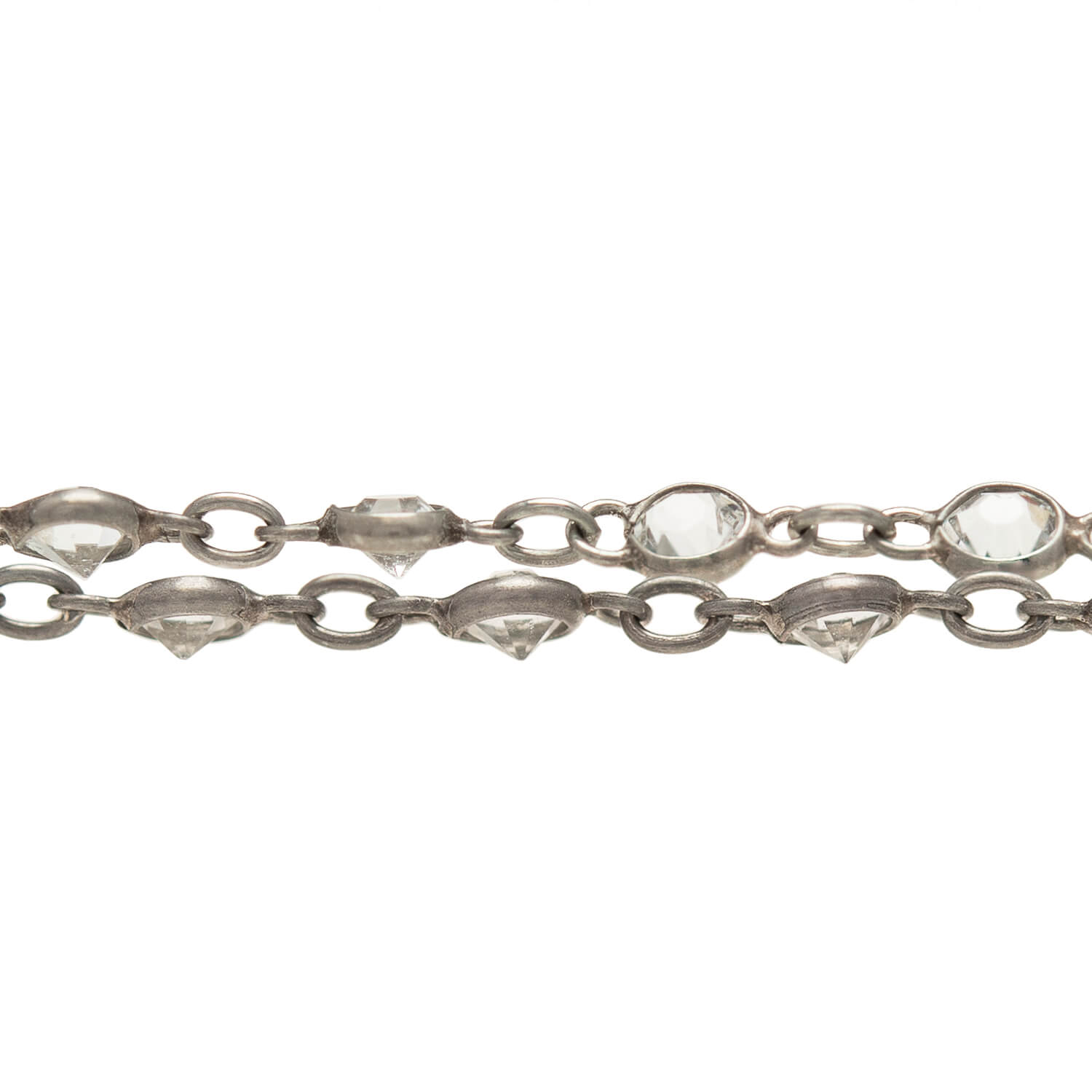 Art Deco Sterling & Rock Quartz Crystal Chain Necklace 32.5"