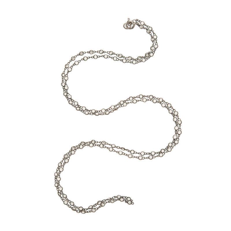 Art Deco Sterling & Rock Quartz Crystal Chain Necklace 32.5"