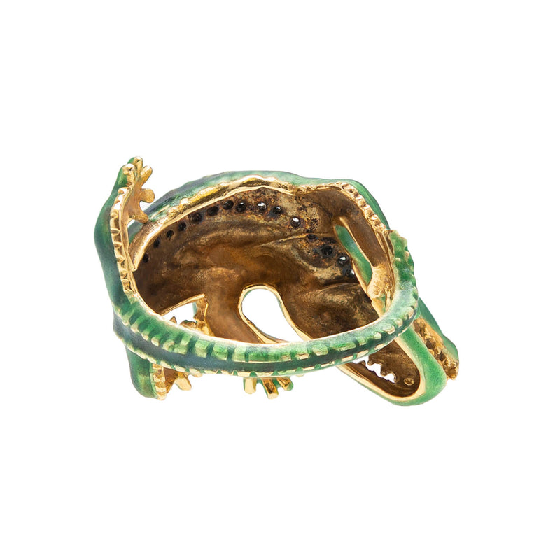 Estate 18k Enamel Alligator Ring