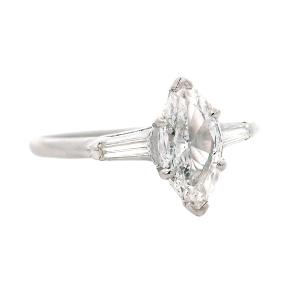 Retro Platinum Marquise Diamond Engagement Ring 1.00ct