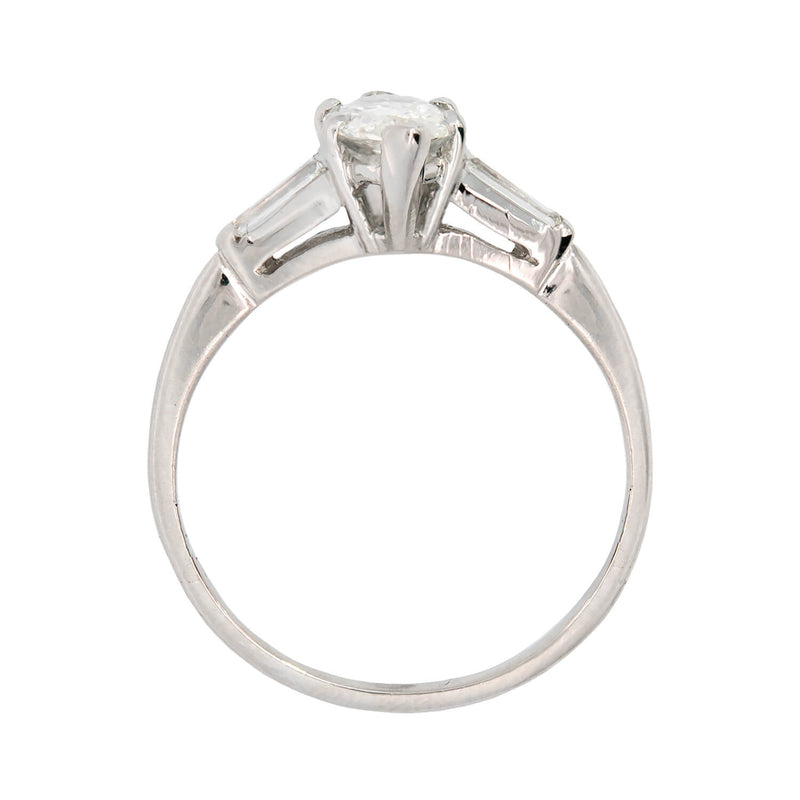 Retro Platinum Marquise Diamond Engagement Ring 1.00ct
