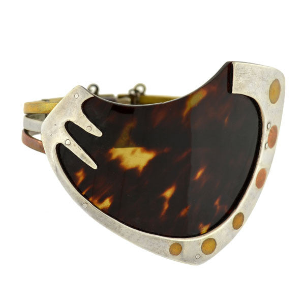 LEDESMA Vintage Mexican Sterling Tortoise Shell Bracelet
