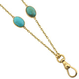 Victorian Long 14kt Turquoise + Mississippi River Pearl Chain Necklace 48"