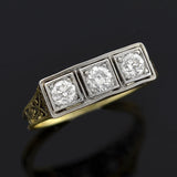 Edwardian 14kt Mixed Metals Diamond 3-Stone Filigree Ring .30ctw