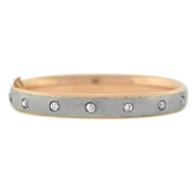 Victorian 14kt Rose Gold Steel Diamond Bangle Bracelet