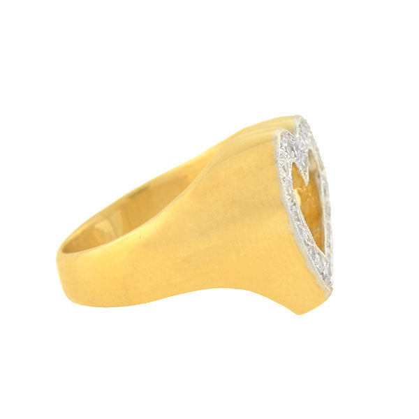 Estate 14kt Yellow Gold + Diamond Open Heart Ring 0.50ctw
