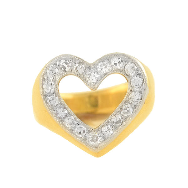Estate 14kt Yellow Gold + Diamond Open Heart Ring 0.50ctw – A. Brandt + Son