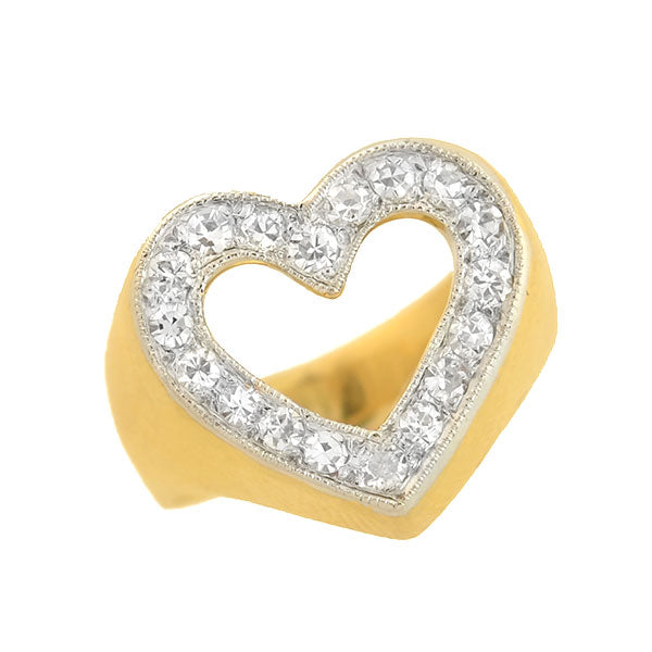 Estate 14k Diamond Heart-Motif Ring