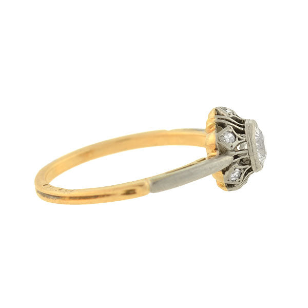 Victorian Mixed Metals Diamond Filigree Ring .53ct