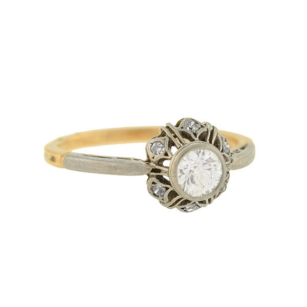 Victorian Mixed Metals Diamond Filigree Ring .53ct