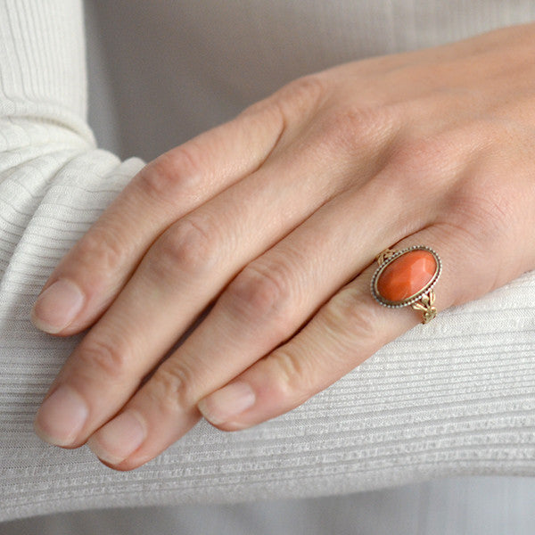 18K Gold Red Coral Diamond Ring | Gold ring designs, Beautiful wedding  jewelry, Kids gold jewelry