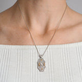 Art Deco 14kt Mixed Metals Diamond Filigree Pendant