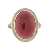 Edwardian 14kt Mixed Metals Garnet Cabochon Ring