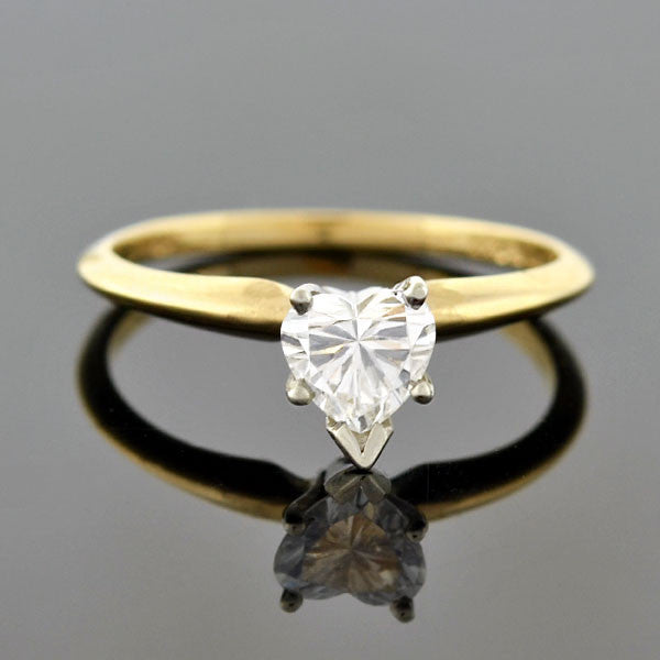 Estate 14kt Heart Diamond Solitaire Engagement Ring 0.45ct
